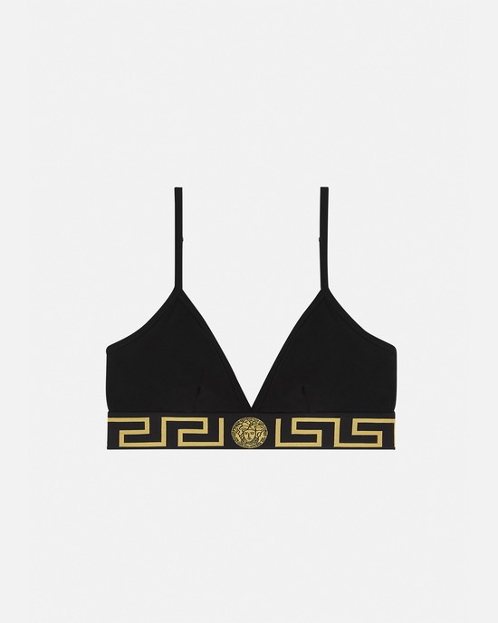 Versace Greca Border Triangle Bralette Black 1