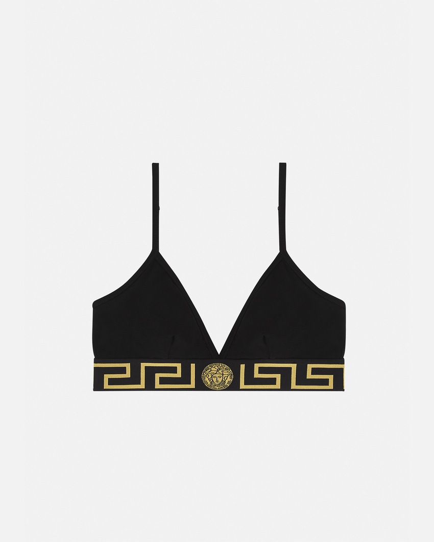 Versace Greca Border Triangle Bralette Black 1