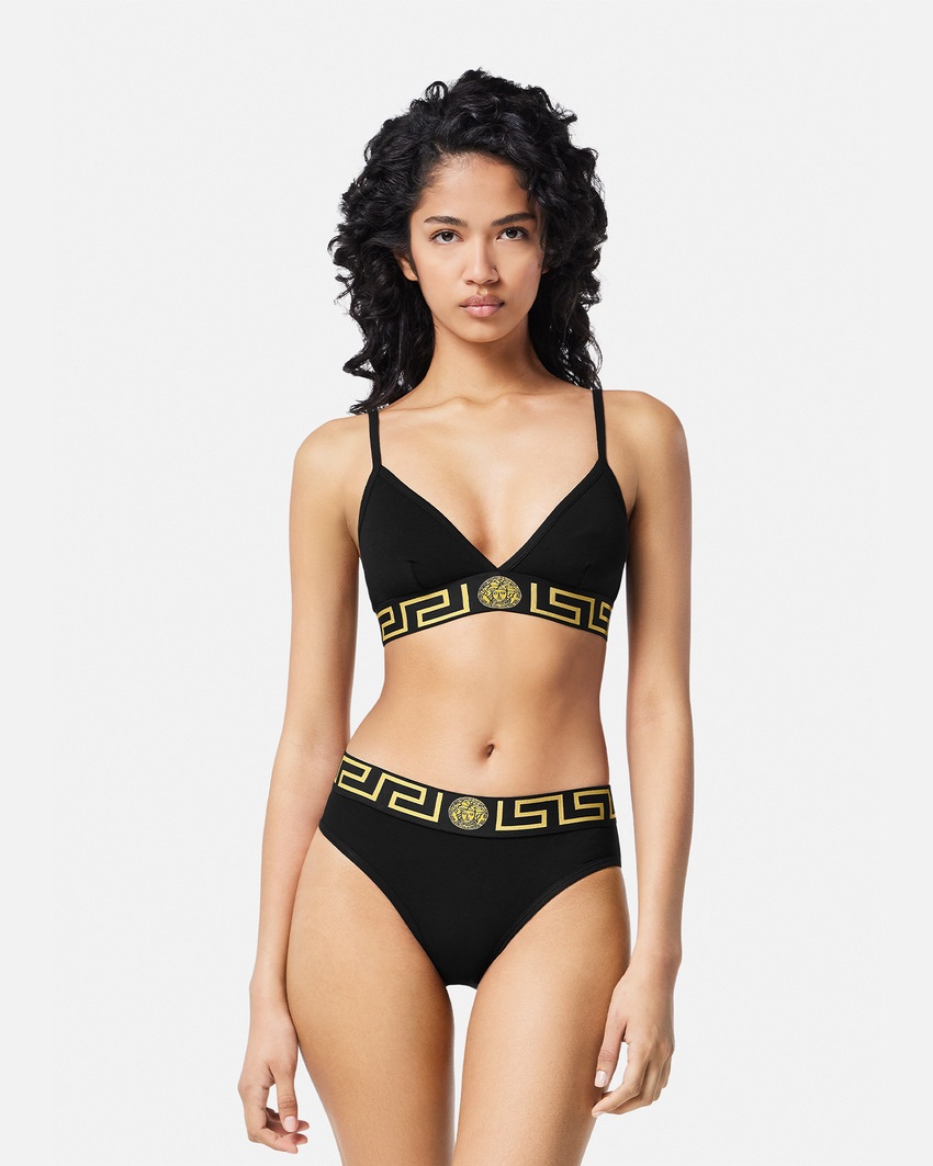 Versace Greca Border Triangle Bralette Black 2