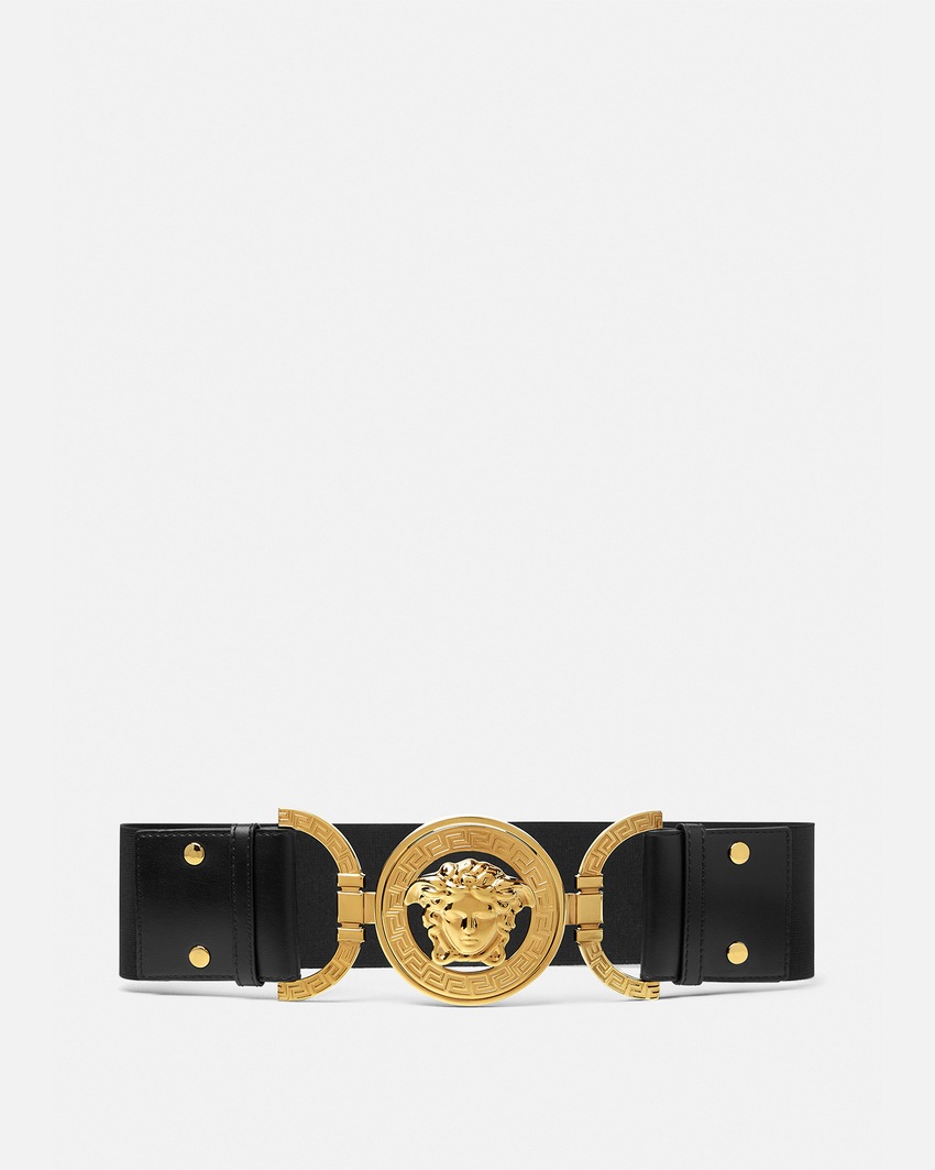 Versace Medusa '95 Leather Belt 6 cm Black+Gold 1