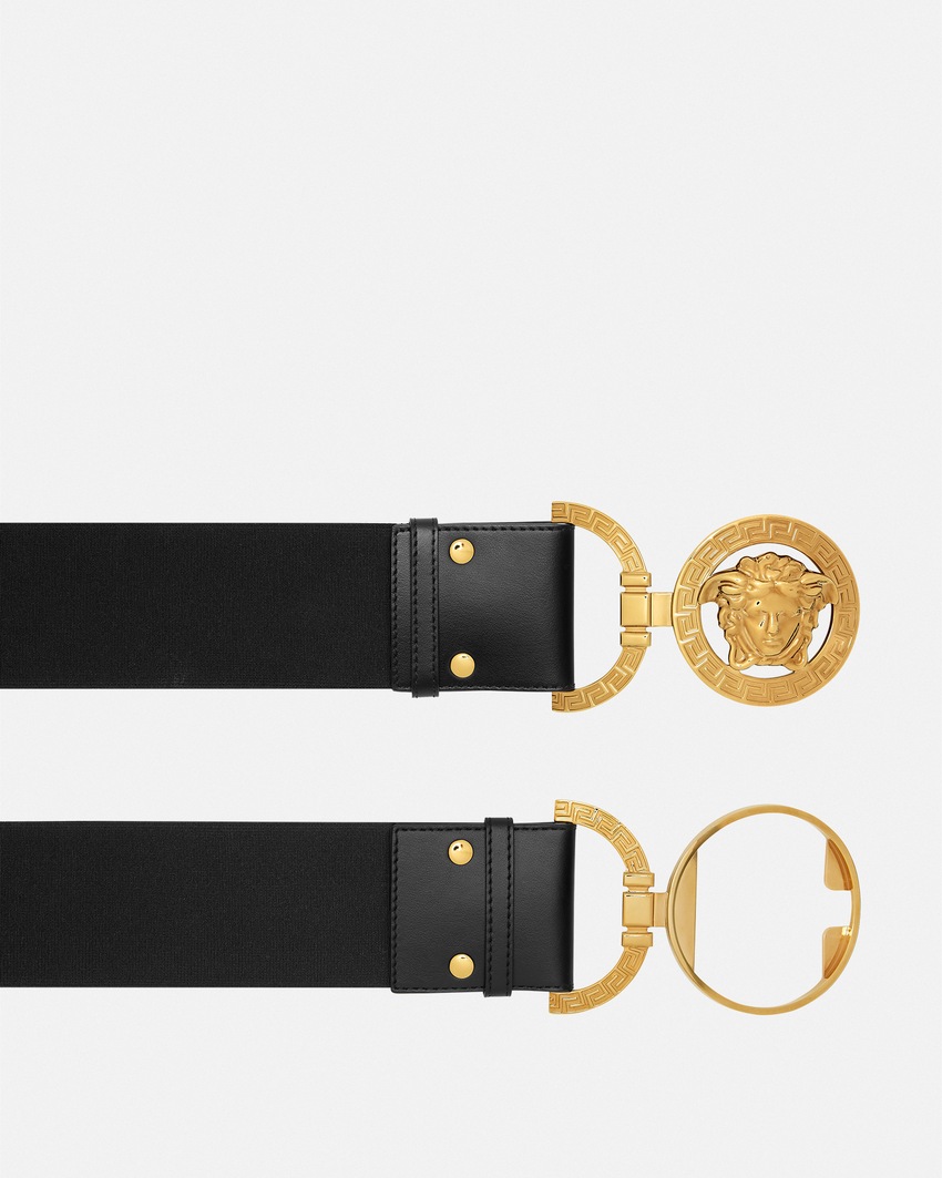 Versace Medusa '95 Leather Belt 6 cm Black+Gold 2