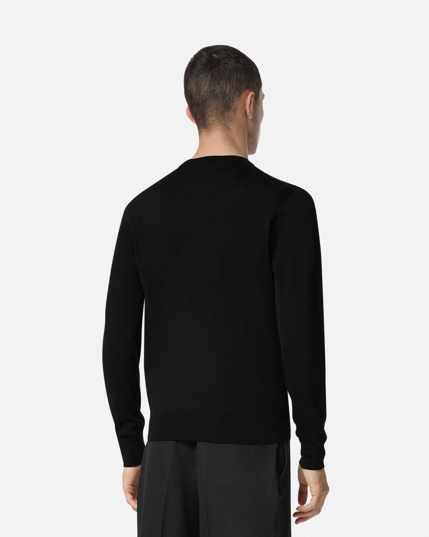 Versace Embroidered Wool-Blend Sweater Black 5