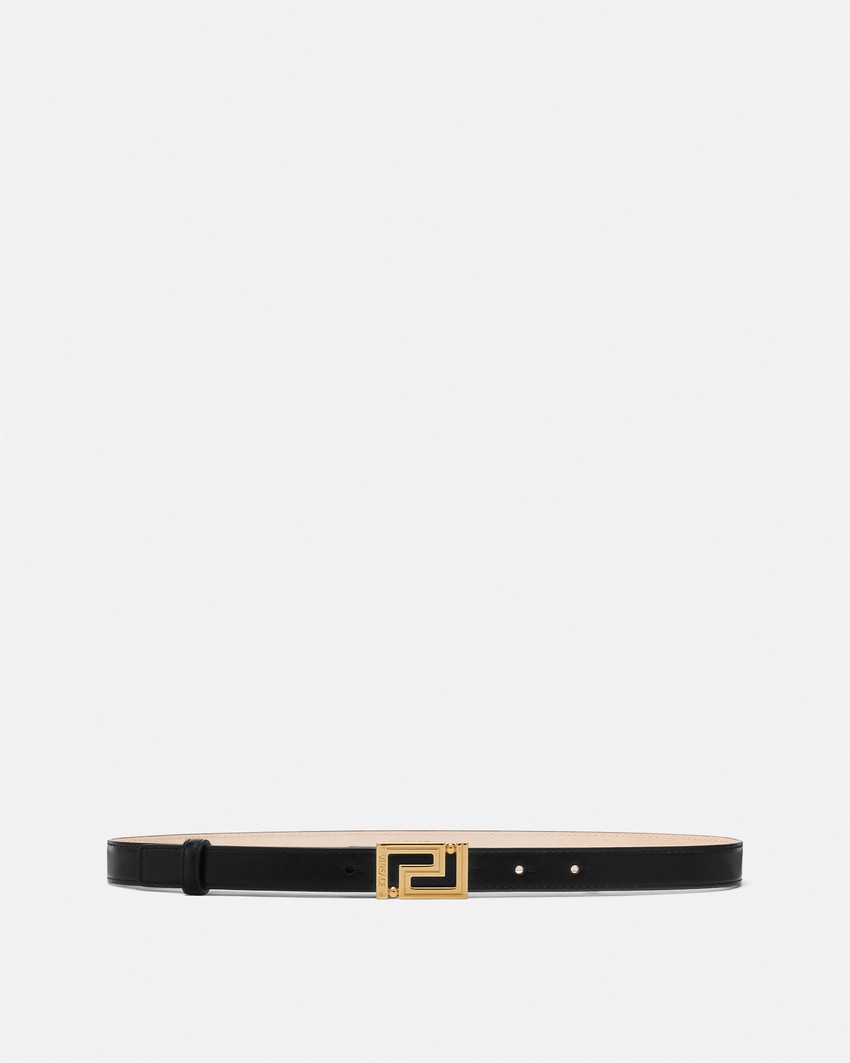 Versace Greca Goddess Leather Belt 2 cm Black+Gold 1