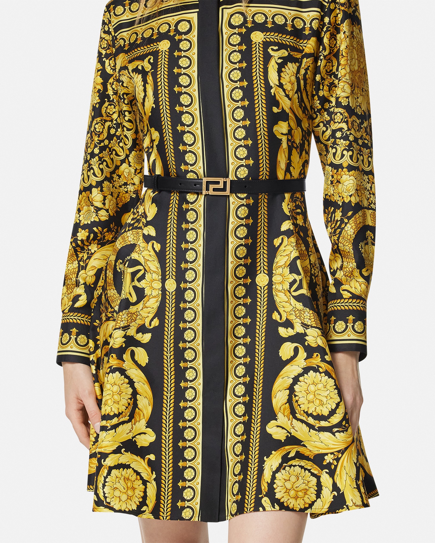 Versace Greca Goddess Leather Belt 2 cm Black+Gold 3