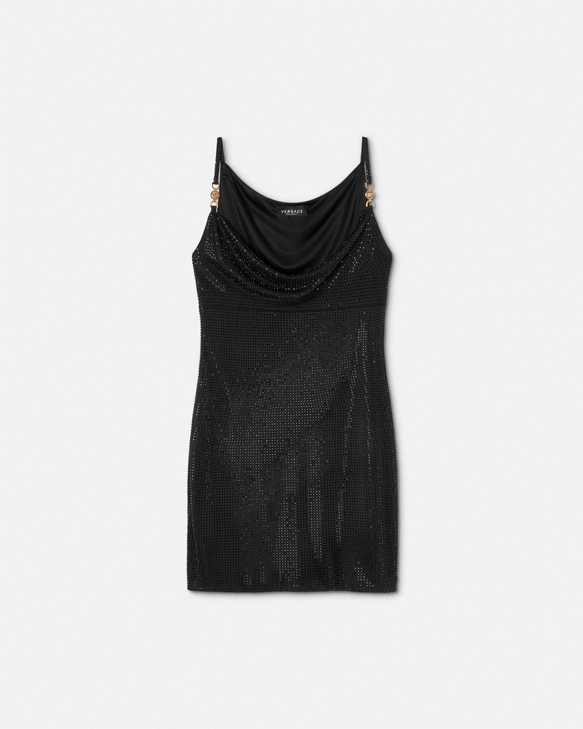 Versace Crystal Mini Dress Black 1