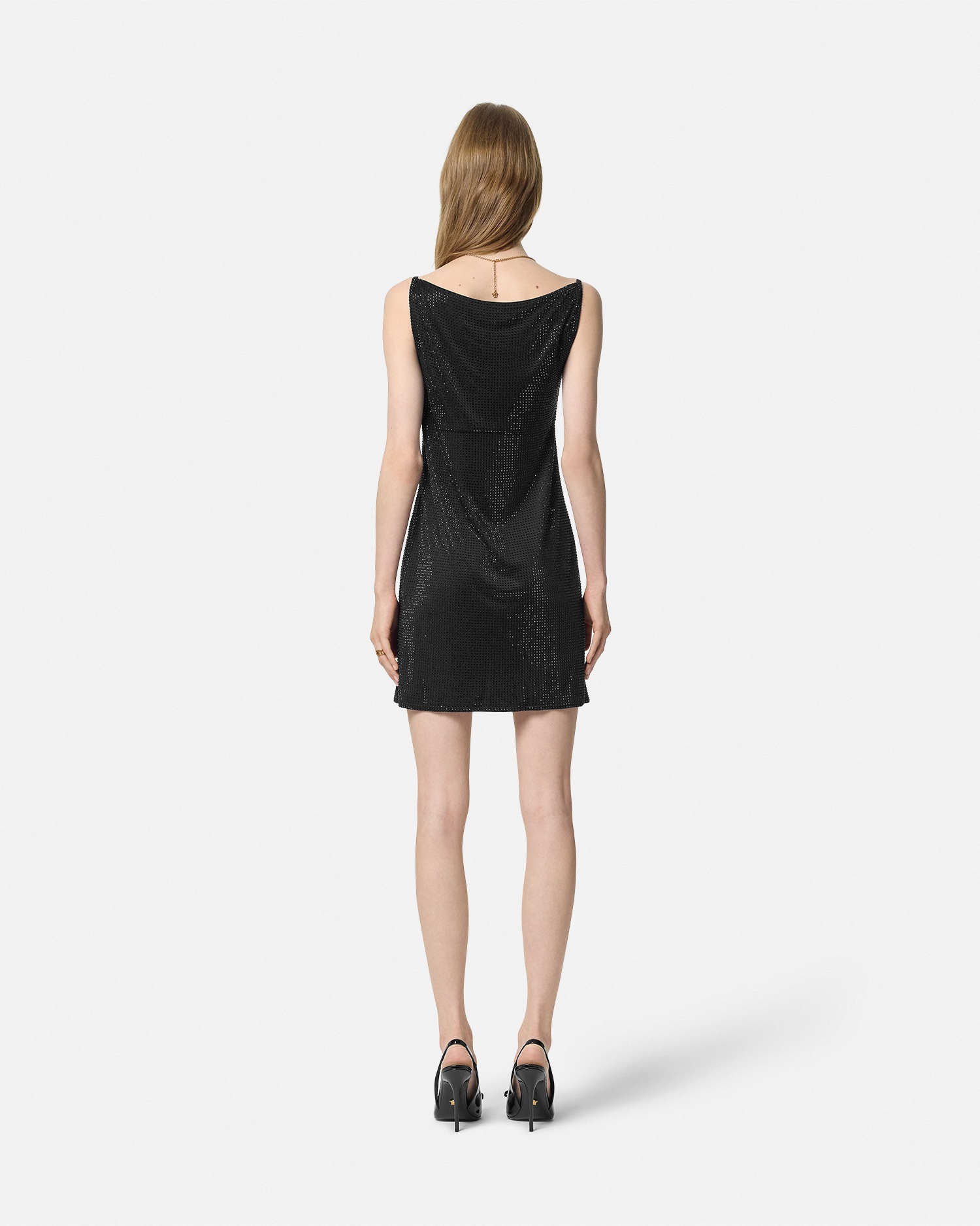 Versace Crystal Mini Dress Black 5