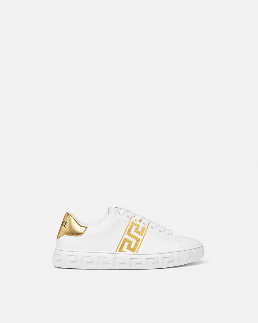 Versace Embroidered Greca Sneakers White+Print 1