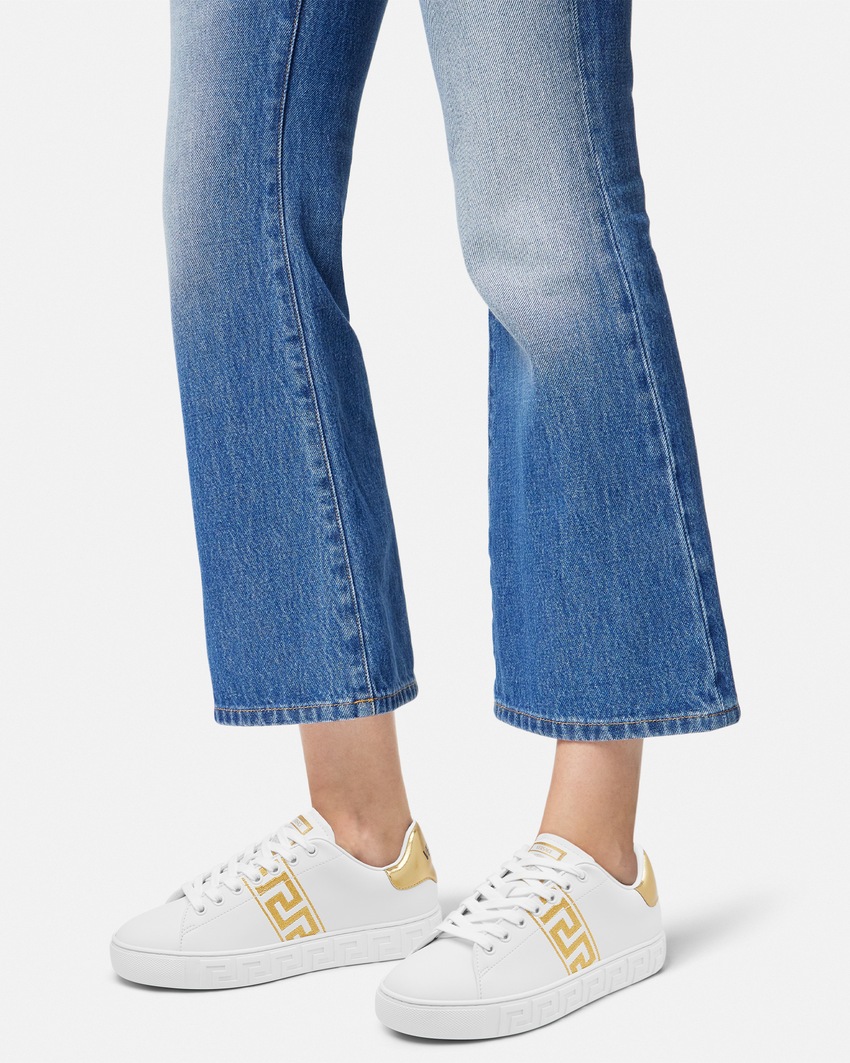 Versace Embroidered Greca Sneakers White+Print 3