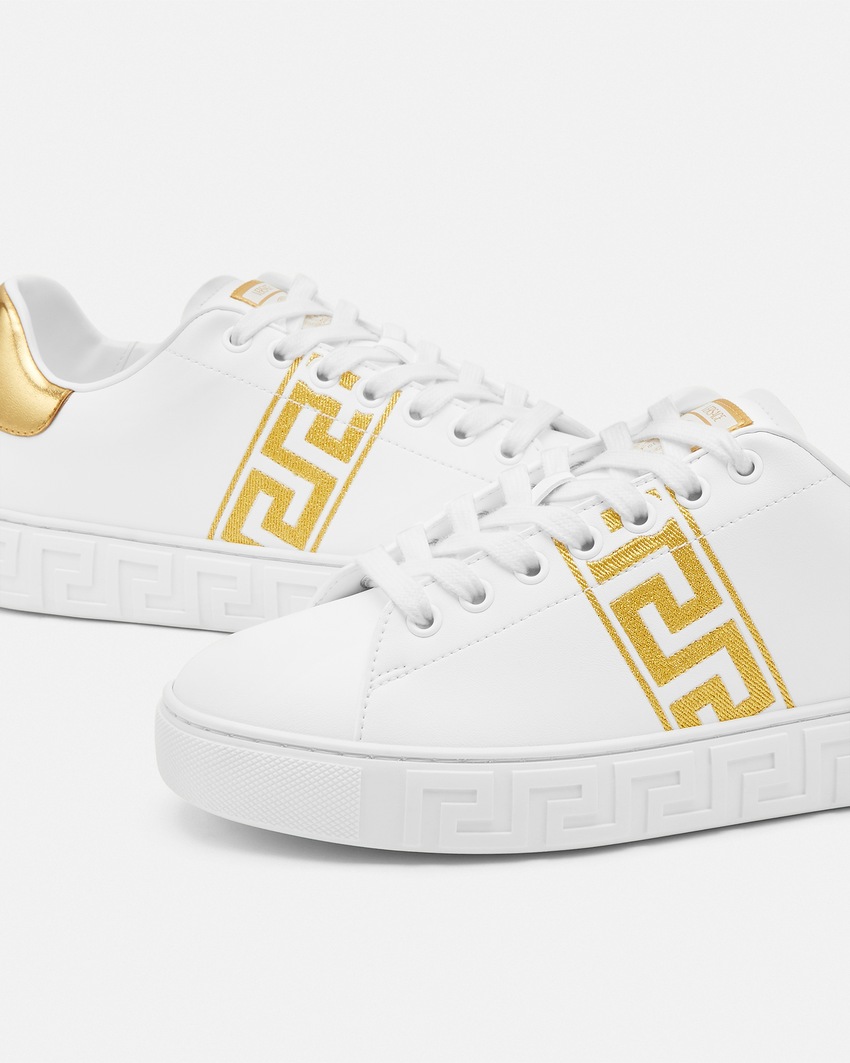 Versace Embroidered Greca Sneakers White+Print 5