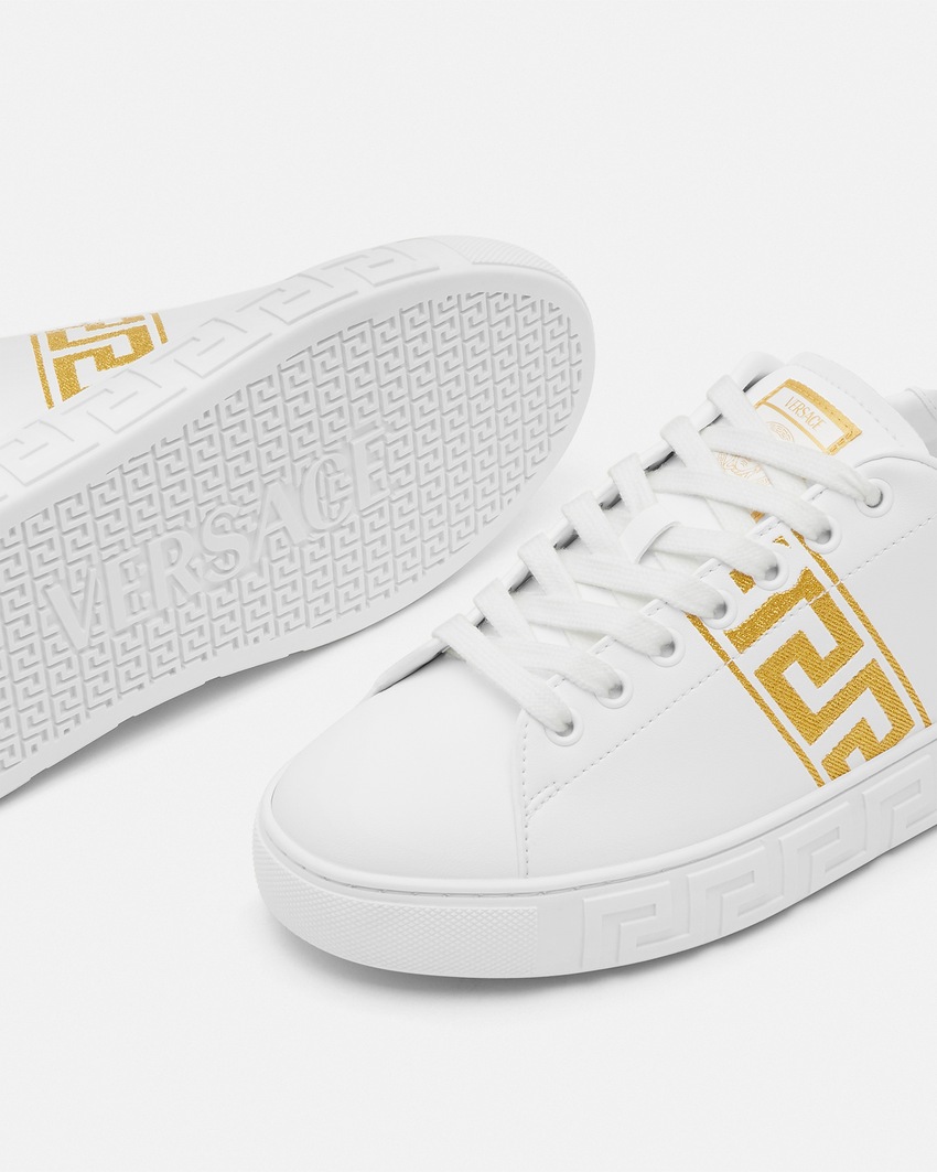 Versace Embroidered Greca Sneakers White+Print 6