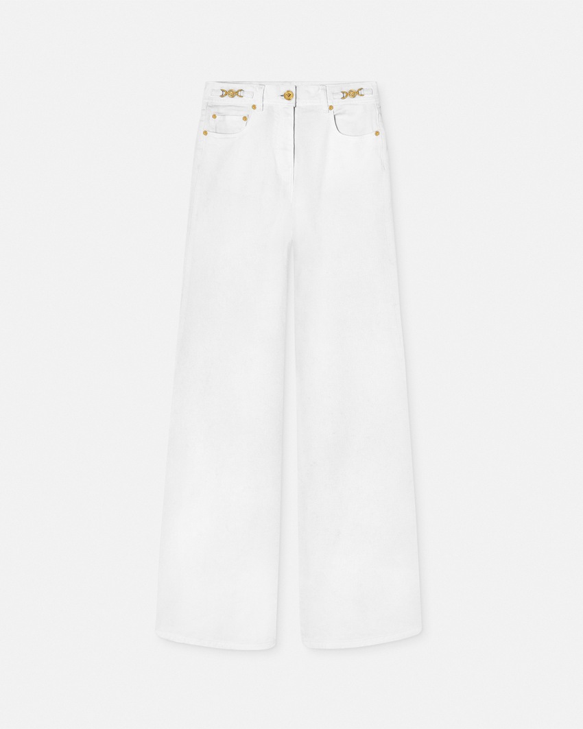 Versace Wide Flared Jeans White 1