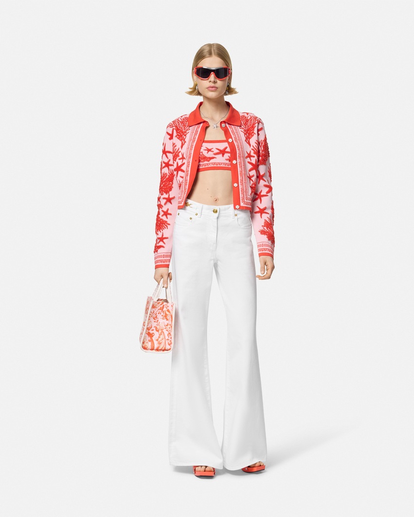 Versace Wide Flared Jeans White 2