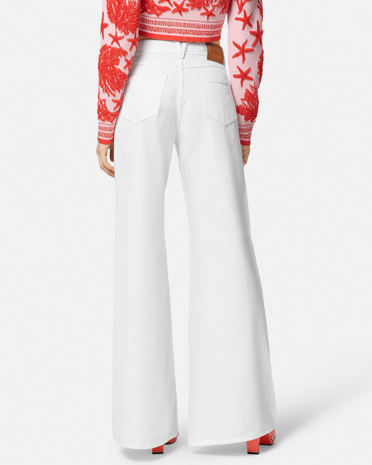 Versace Wide Flared Jeans White 5