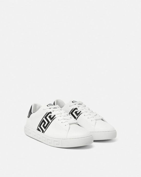 Versace Embroidered Greca Sneakers Black+White 2