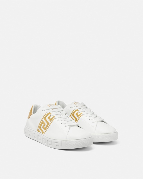 Versace Embroidered Greca Sneakers White+Print 2