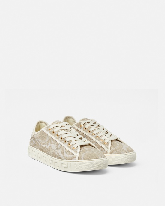 Versace Barocco Greca Sneakers Beige+Print 2