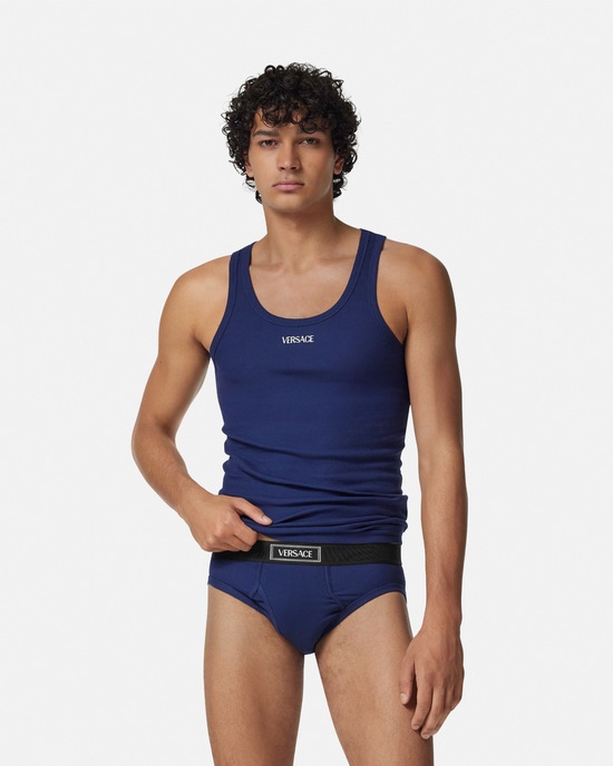 Versace 90s Vintage Logo Briefs Blue 2