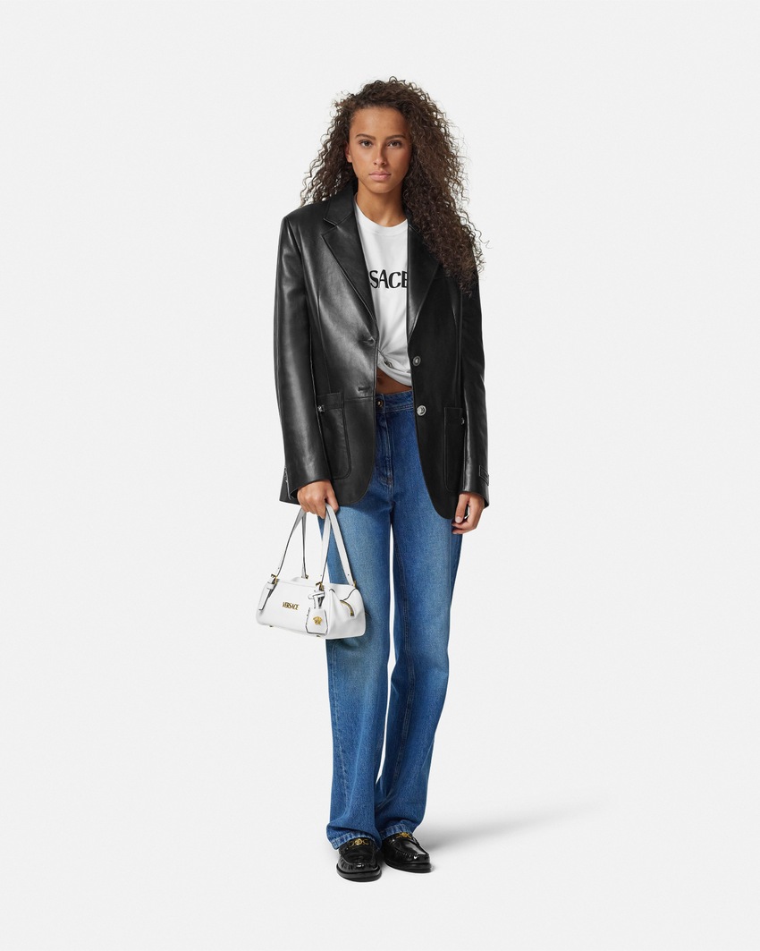 Versace Tag Nappa Bowling Bag White 3