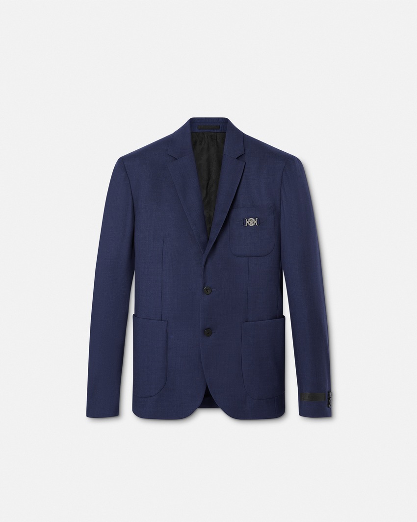 Wool Single-Breasted Blazer Blue 1