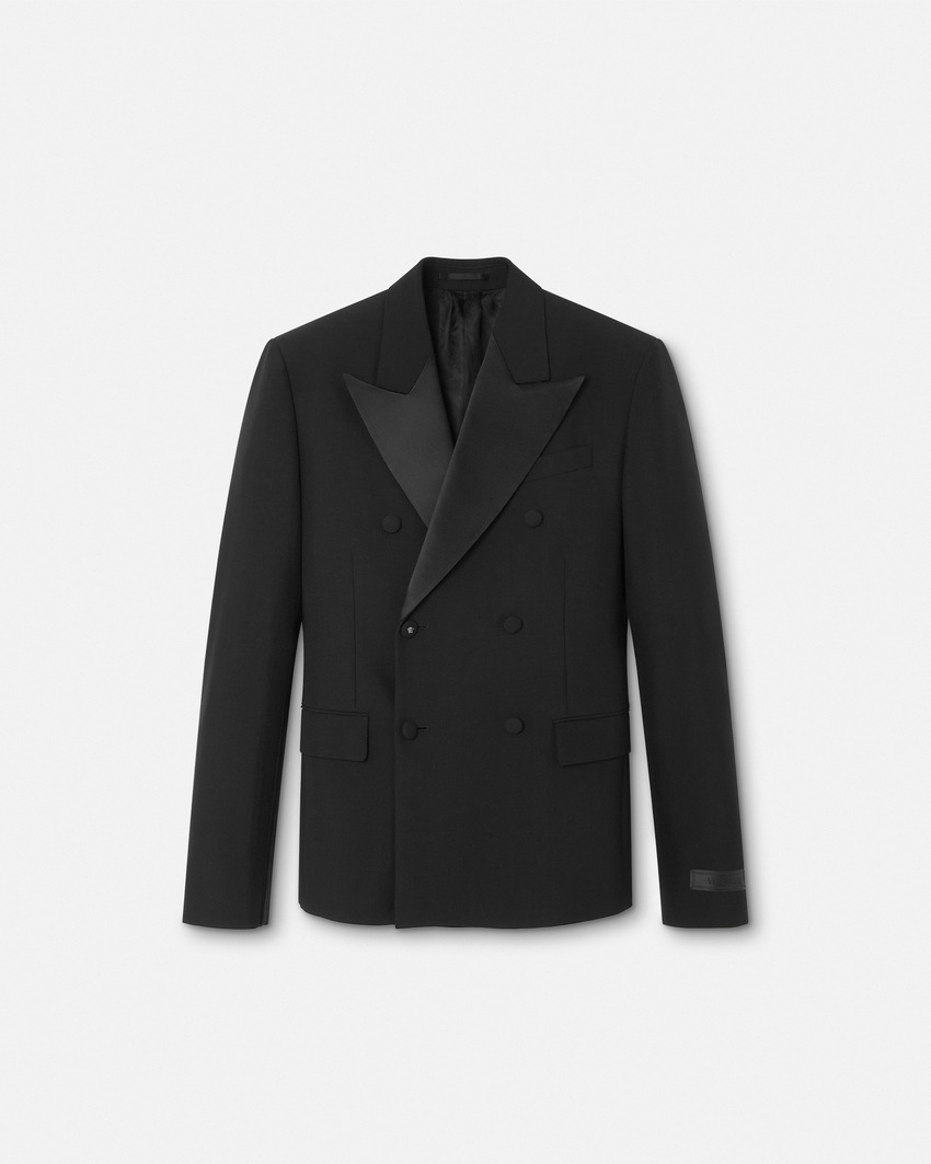 Mohair-Blend Double-Breasted Blazer Black 1