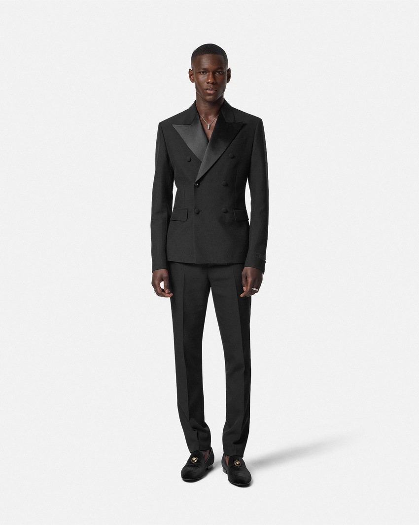 Mohair-Blend Double-Breasted Blazer Black 2