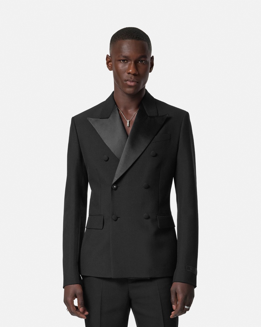 Mohair-Blend Double-Breasted Blazer Black 4