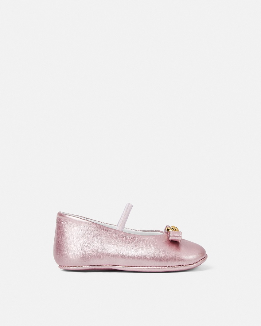 Gianni Ribbon Metallic Baby Ballerinas Light Pink 1