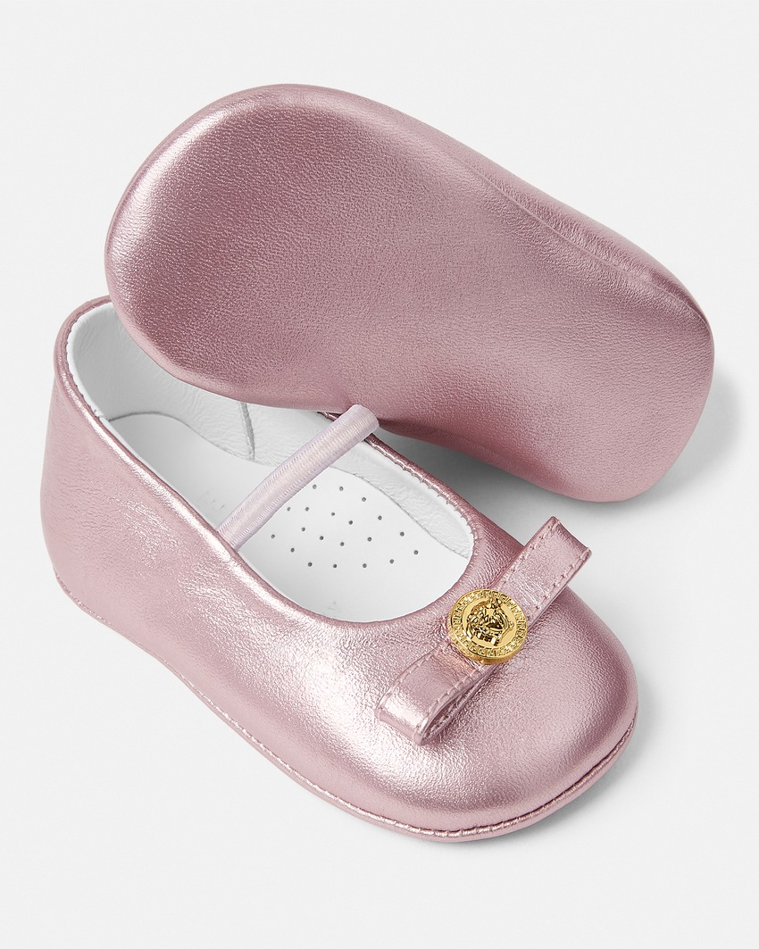 Gianni Ribbon Metallic Baby Ballerinas Light Pink 2