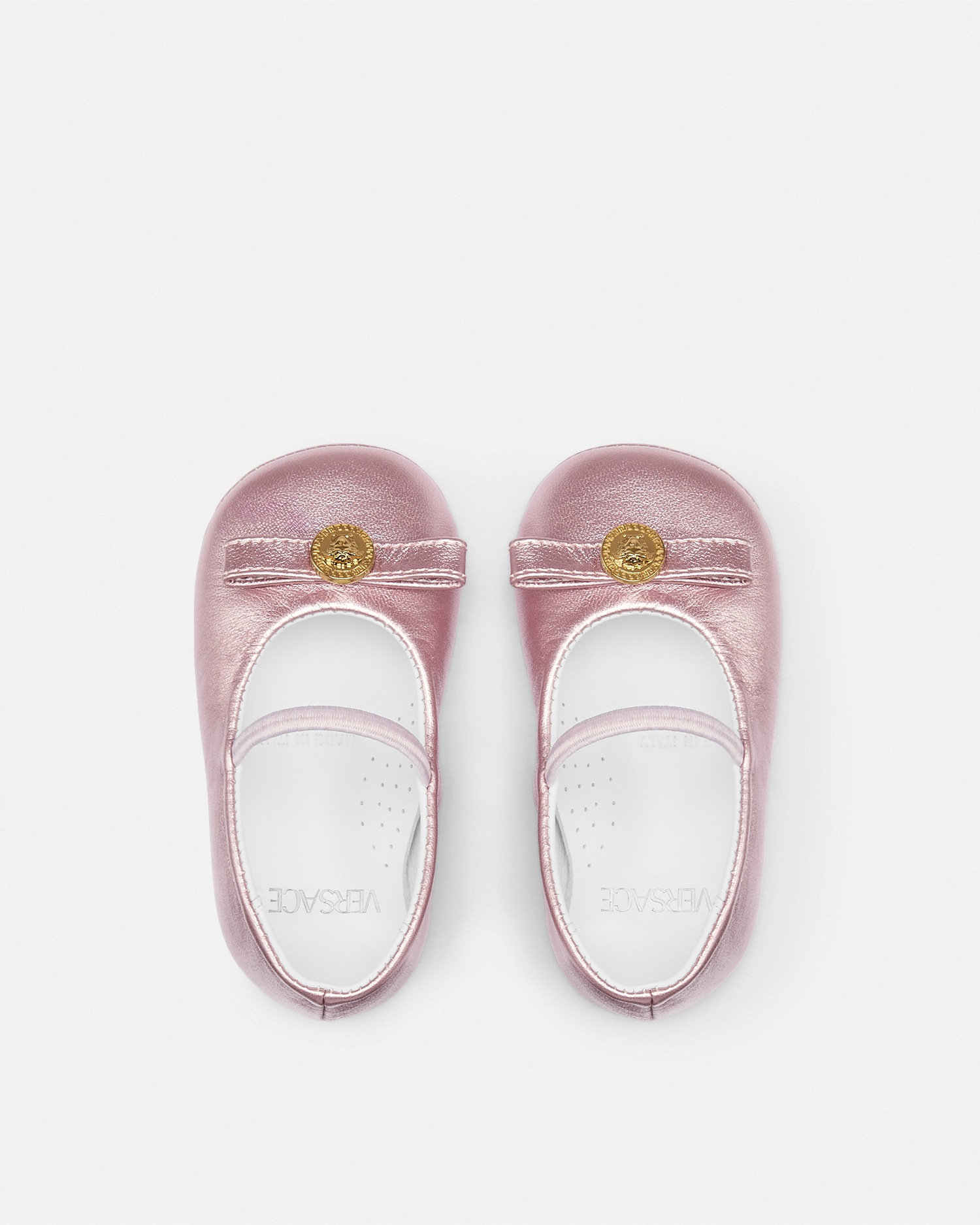Gianni Ribbon Metallic Baby Ballerinas Light Pink 3