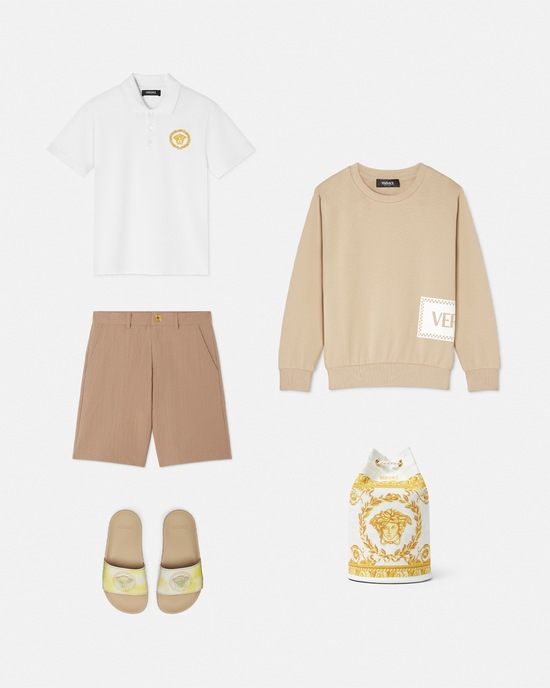 Short-Sleeved Kids Polo Shirt White+Print 2