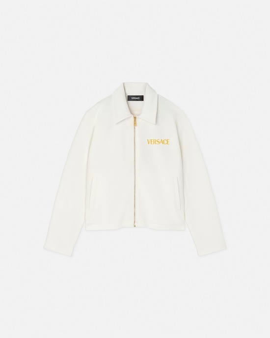Medusa Garland Kids Zip Polo Shirt White+Print 1