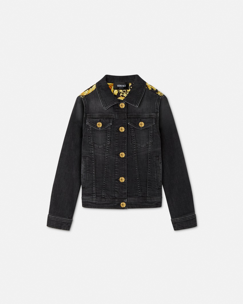 Barocco Kids Denim Jacket Black+Print 1