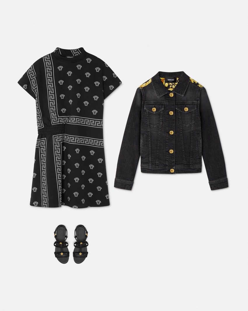 Barocco Kids Denim Jacket Black+Print 2