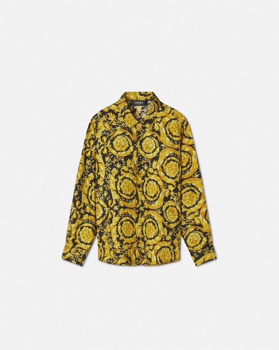Barocco Kids Silk Shirt Black+Print 1