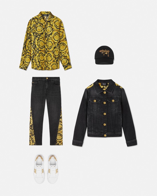 Barocco Kids Silk Shirt Black+Print 2