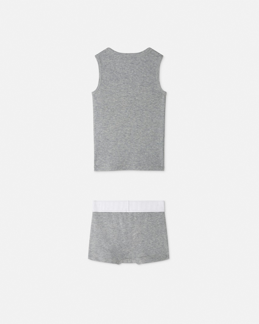 Versace Logo Ribbed Kids Underwear Set Gray 3