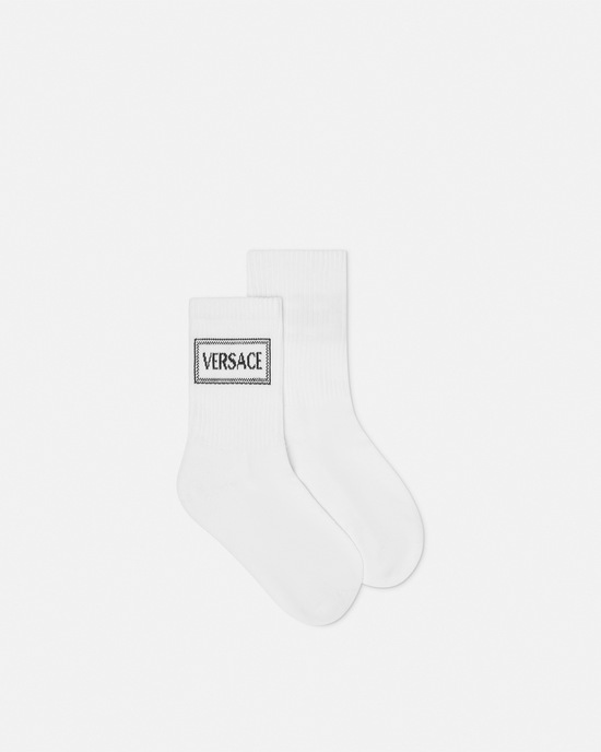 90s Vintage Logo Kids Socks Black+White 1