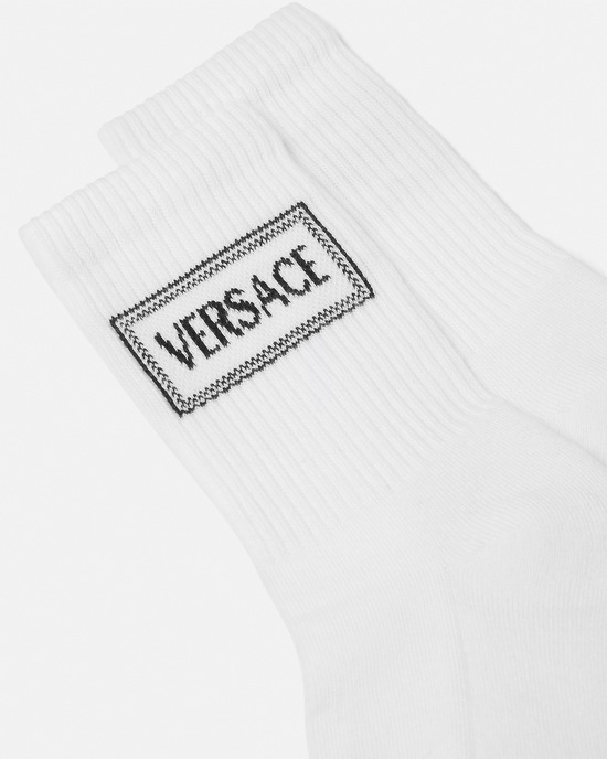 90s Vintage Logo Kids Socks Black+White 2
