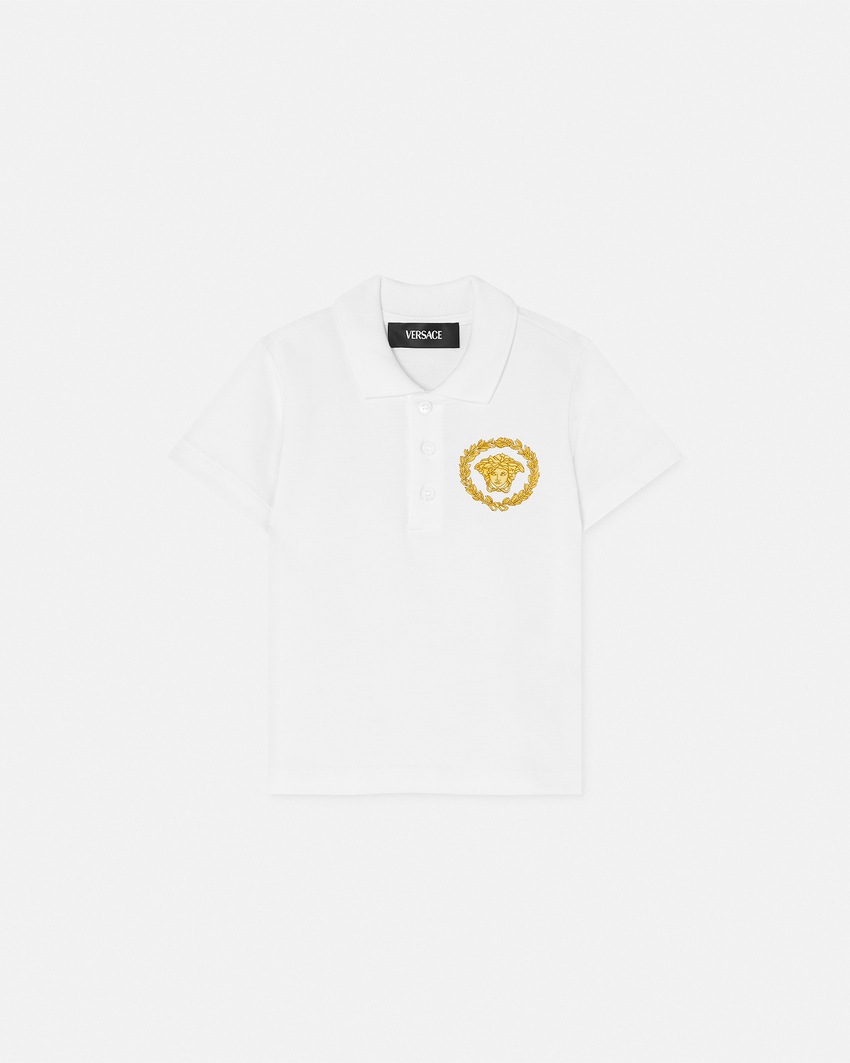 Short-Sleeved Kids Polo Shirt White+Print 1
