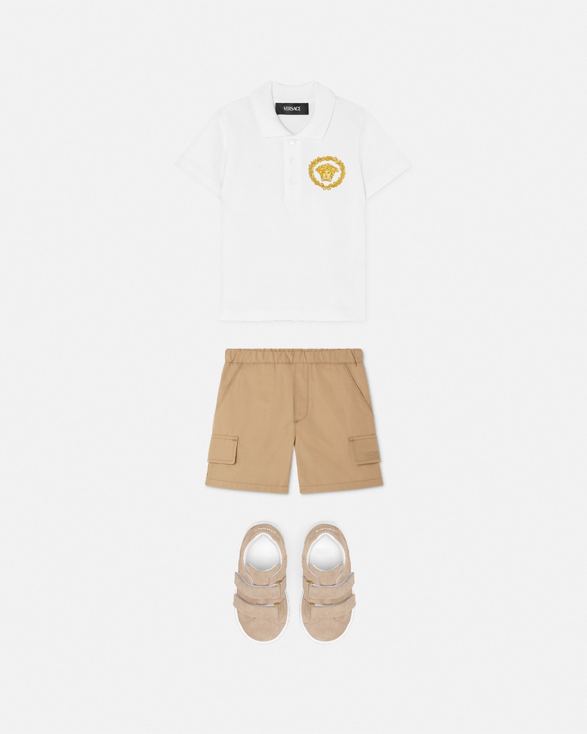Short-Sleeved Kids Polo Shirt White+Print 2
