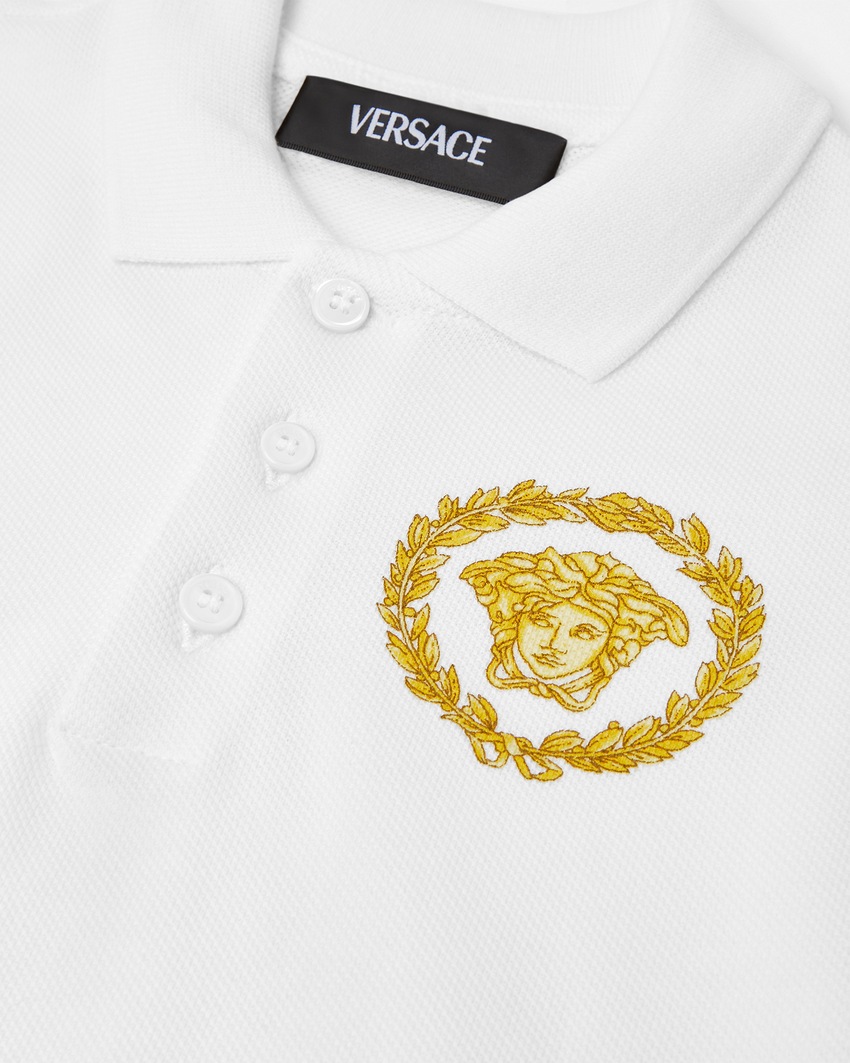 Short-Sleeved Kids Polo Shirt White+Print 4