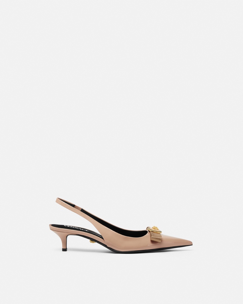 Gianni Ribbon Patent Slingback Pumps 45 mm