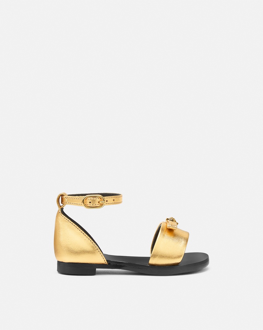 Gianni Ribbon Metallic Kids Sandals Gold 1