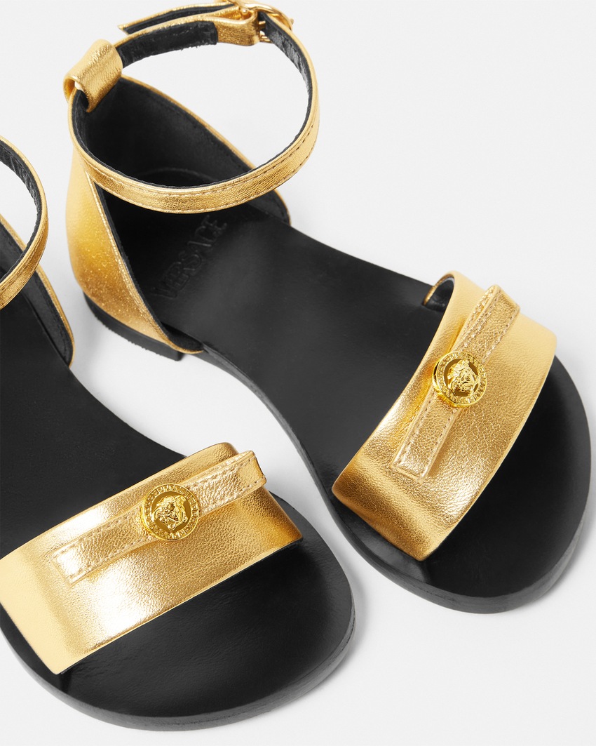 Gianni Ribbon Metallic Kids Sandals Gold 2