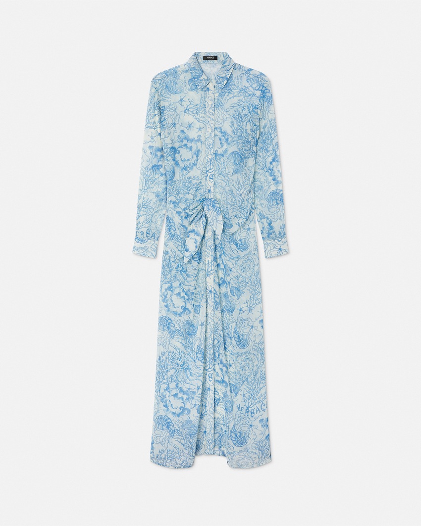 Underwater Barocco Cover-Up Shirt Dress Blue+White 1