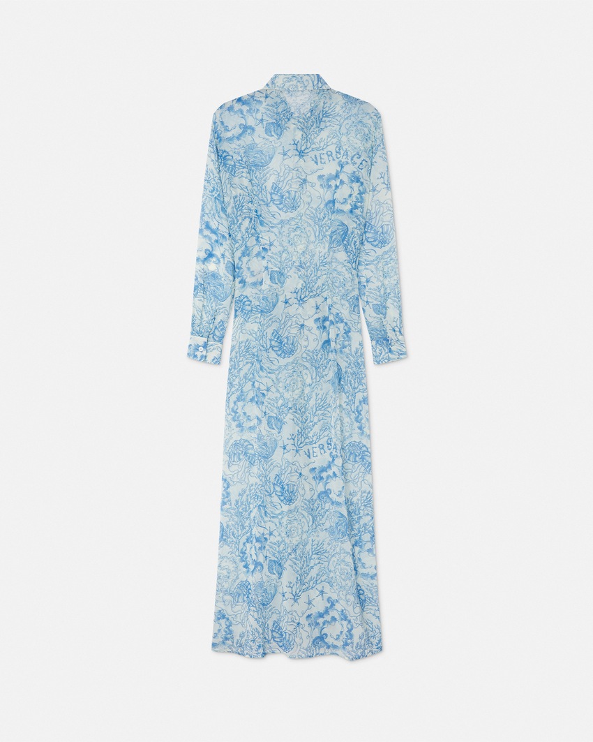 Underwater Barocco Cover-Up Shirt Dress Blue+White 2