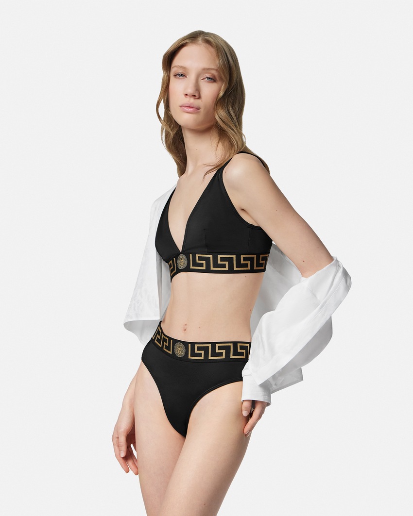 Versace Greca Border Bikini Top Black 2