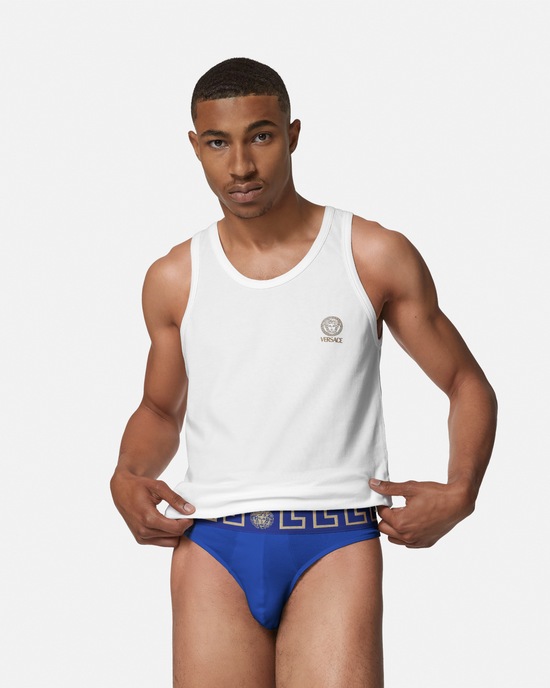 Versace Greca Border Thong Blue 2