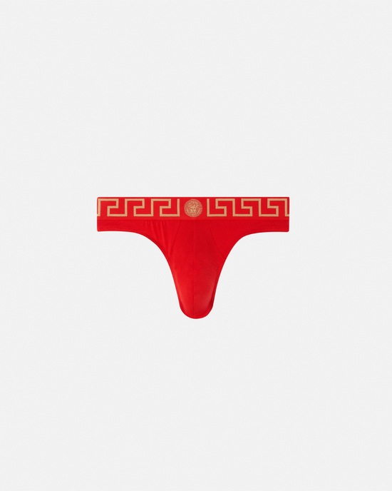 Versace Greca Border Thong Red 1