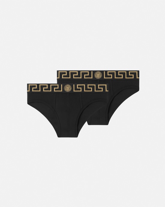 Versace Greca Border Briefs 2-Pack Black 1